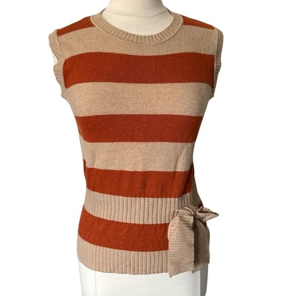 Valentino Cashmere Wool Striped Pullover Medium Sleeveless‎ Sweater Too Blouse - Picture 3 of 9